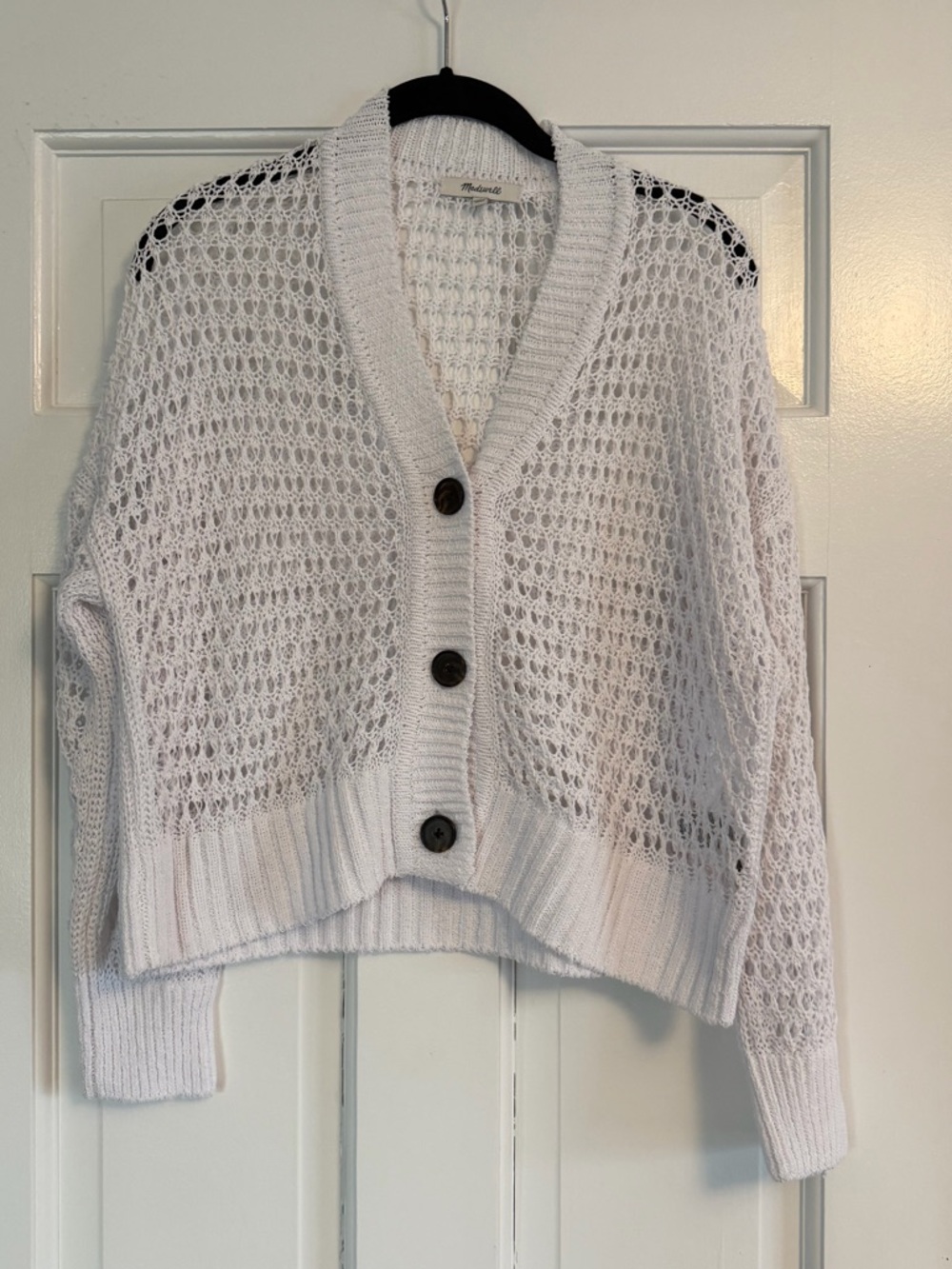 Madewell white  open mesh cardigan